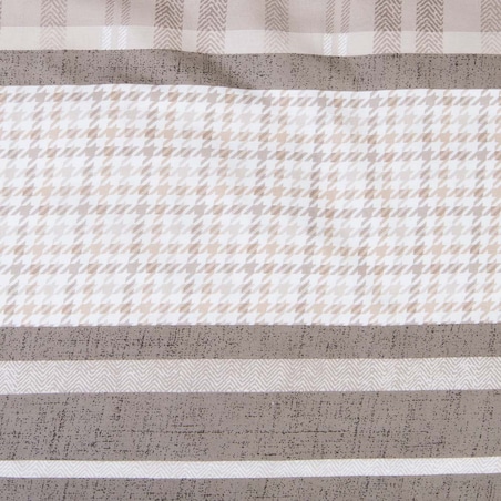 Pościel bawełniana 220x200 Linea w beżowe pasy i kratkę, Cottonlove