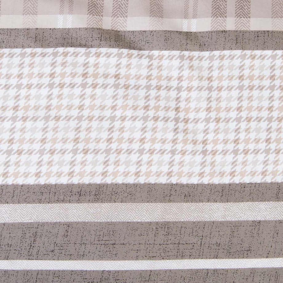 Pościel bawełniana 220x200 Linea w beżowe pasy i kratkę, Cottonlove