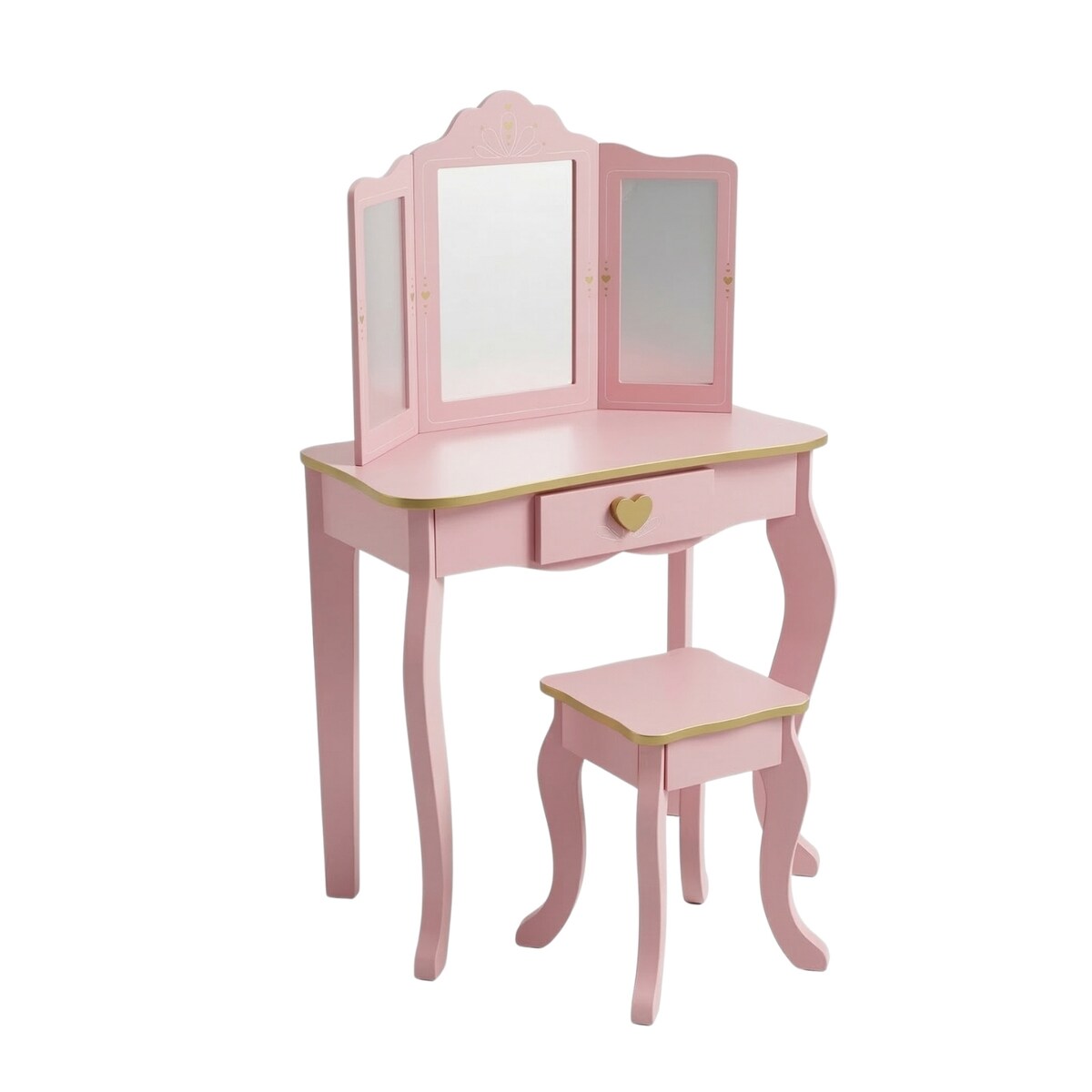 Toaletka dziecięca REIA, z lustrem i krzesełkiem w zestawie, róż