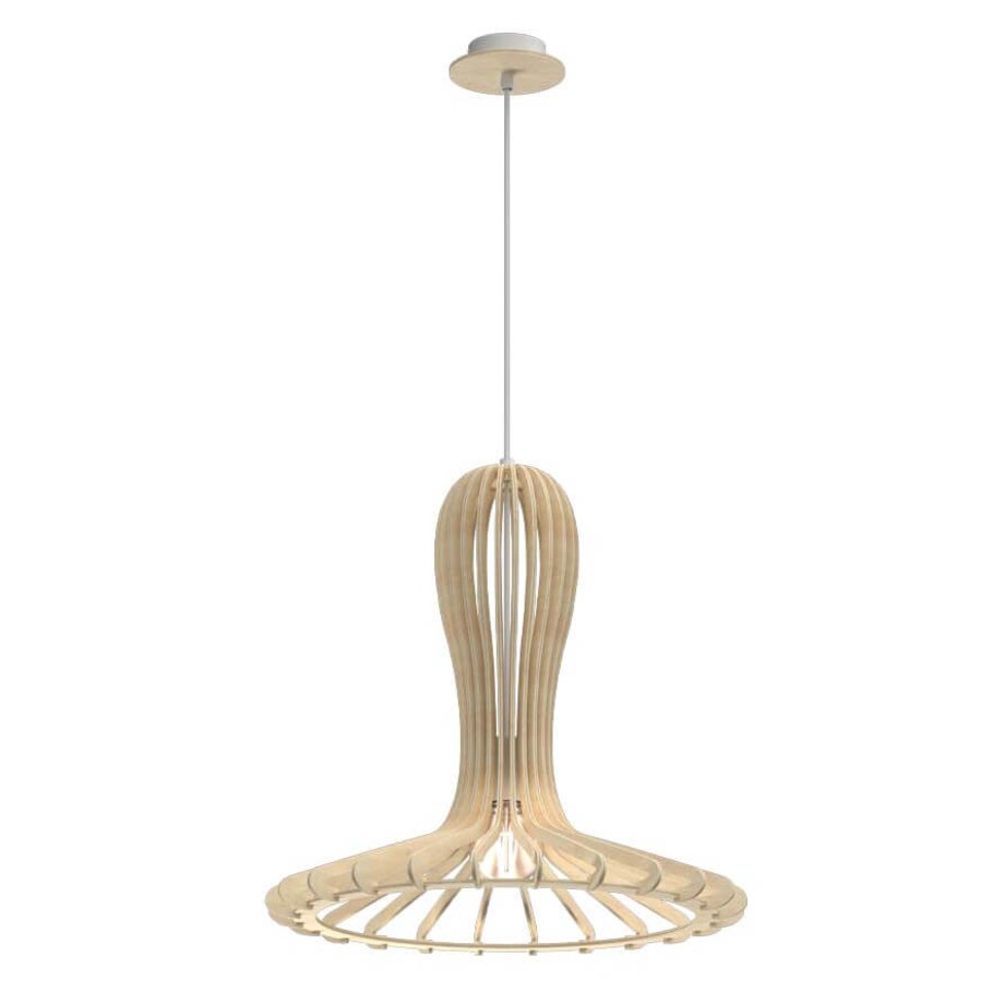 Drewniana lampa zwieszana do jadalni Rina 5018 Amplex ekologiczny boho beżowa