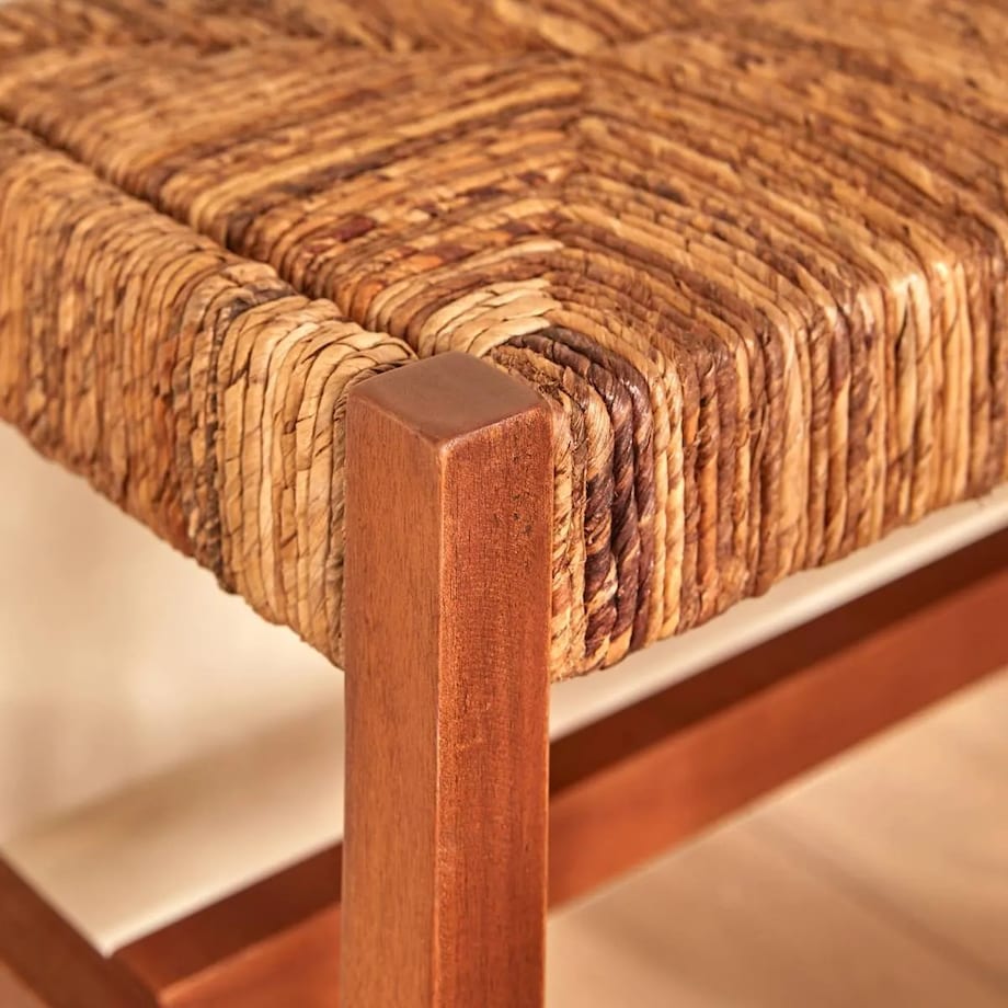 Ławka drewniana z plecionką Sidoan 102x38cm