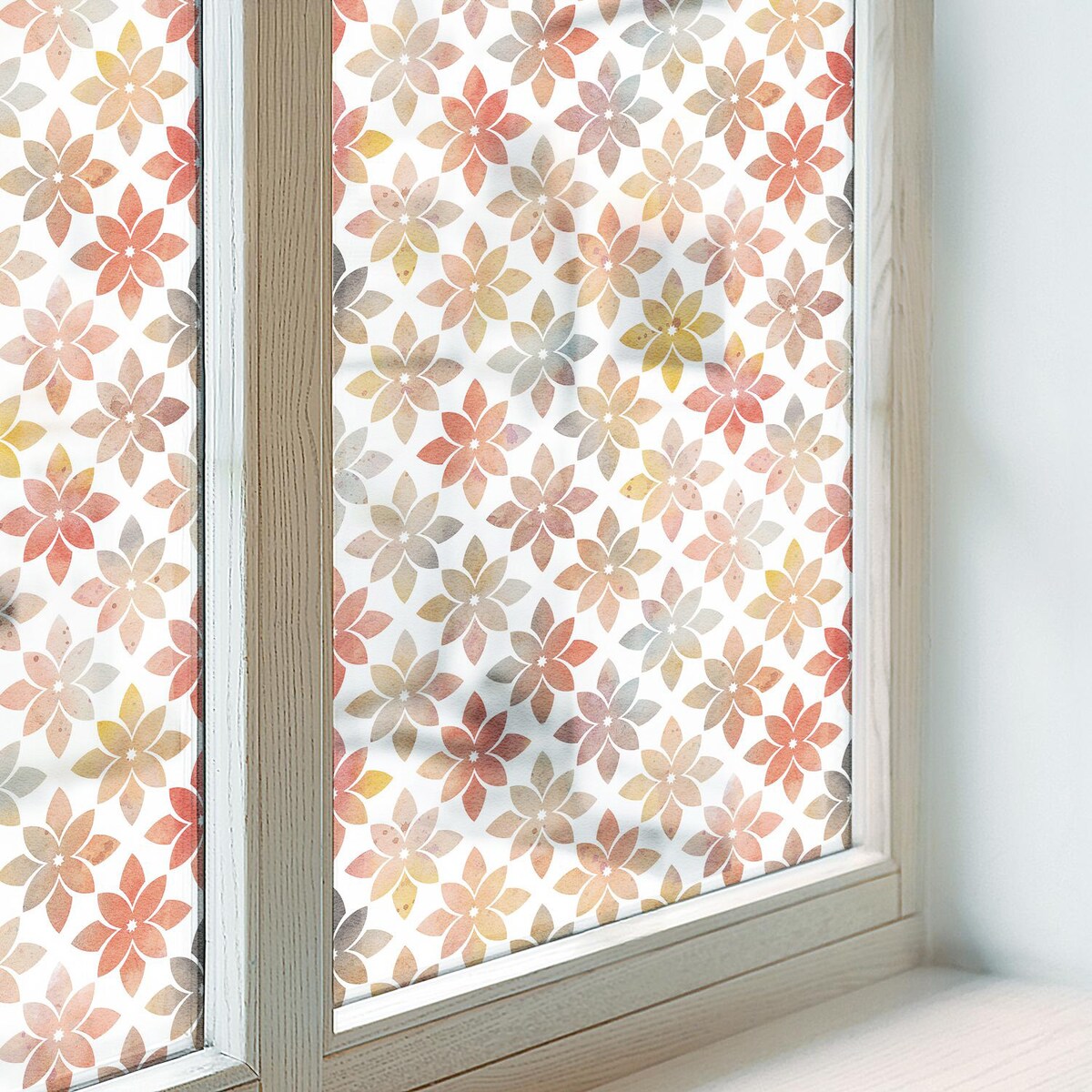 Okleina na okno chroniąca prywatność - Kolorowe kwiaty na białym tle - 200x100 cm