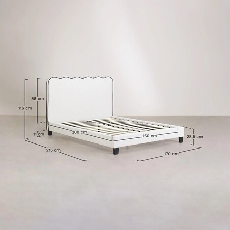 Łóżko tapicerowane białe 180x200 cm Zivon