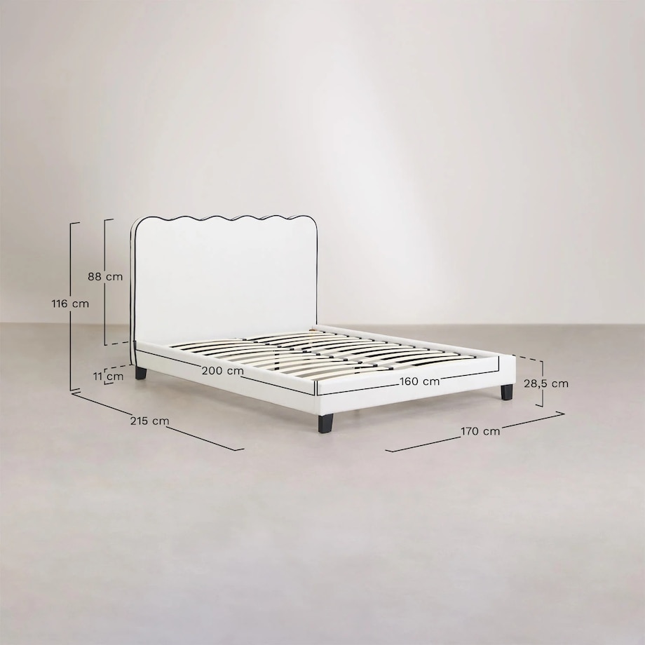 Łóżko tapicerowane białe 180x200 cm Zivon