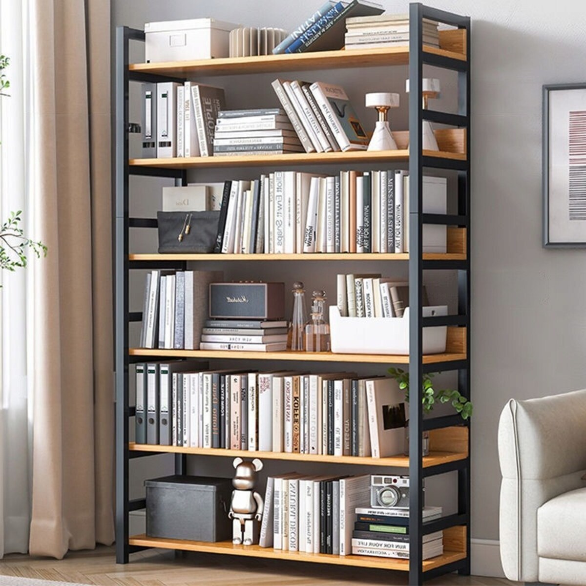 Regał na książki segregatory wysoki szafka loft metalowa industrialny 174cm