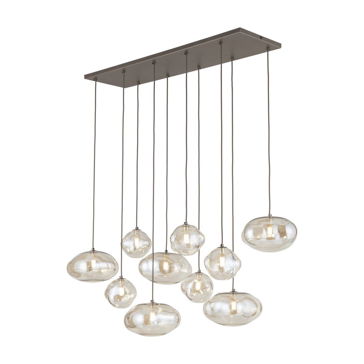 Lampa Wisząca Tk Lighting Nebia Brązowa Tytan 10Xg9 Koniakowe Klosze Nieregularne Szkło