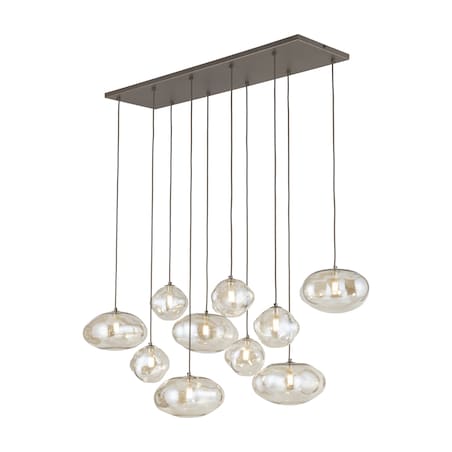 Lampa Wisząca Tk Lighting Nebia Brązowa Tytan 10Xg9 Koniakowe Klosze Nieregularne Szkło