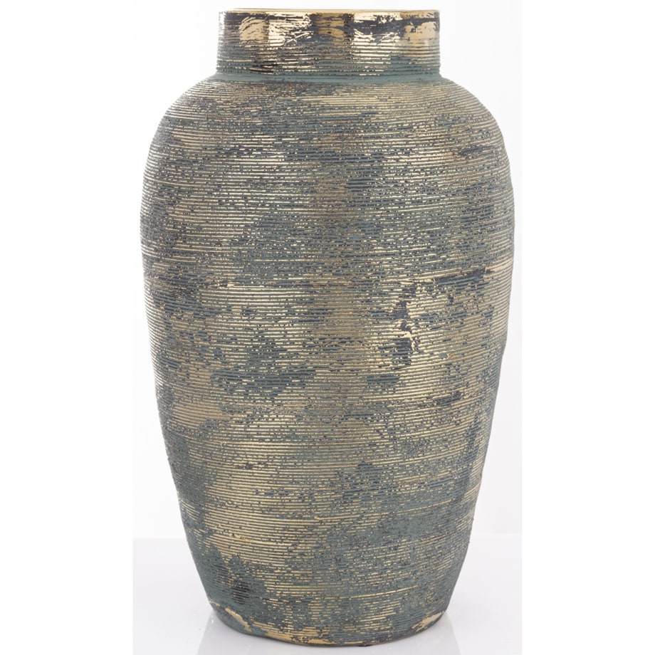 Wazon ceramiczny złoty, postarzany 38x22x22 cm JULIANO niebieski