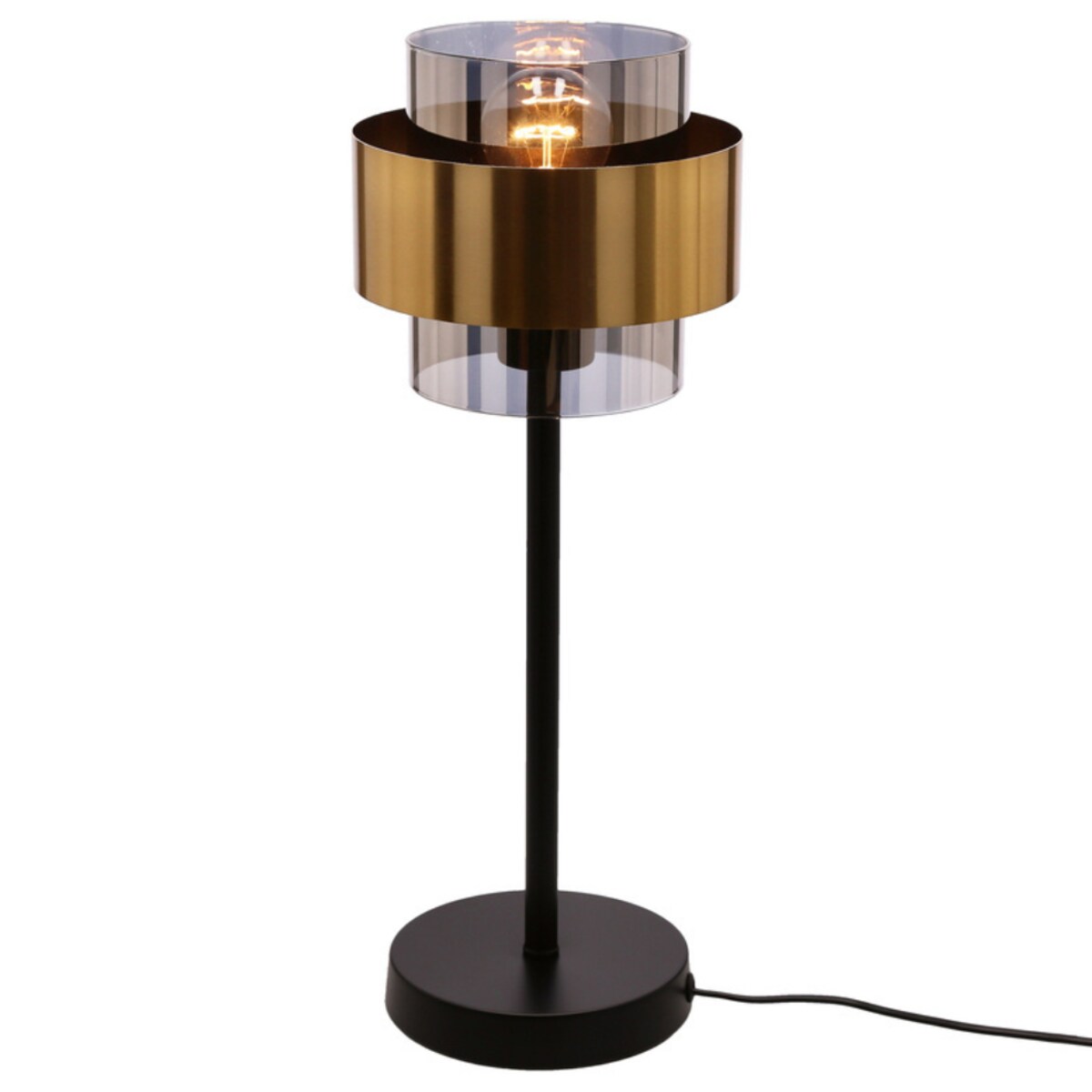 Stołowa lampa tuba Spiega 41-09531 Candellux do sypialni mosiądz czarny