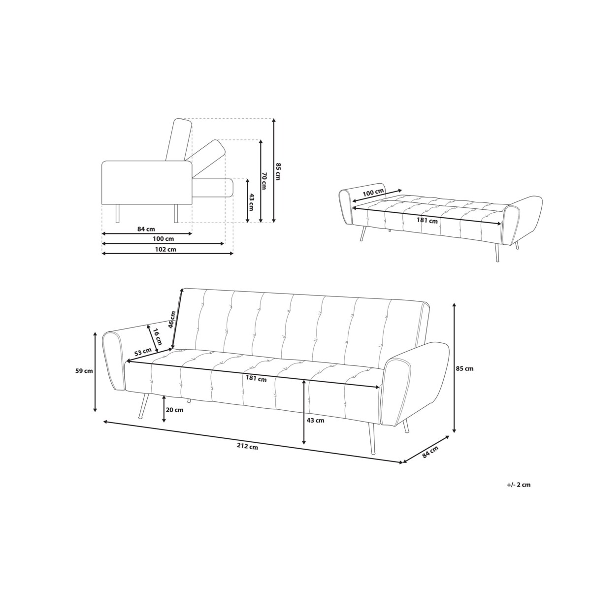 Sofa rozkładana welurowa beżowa SELNES