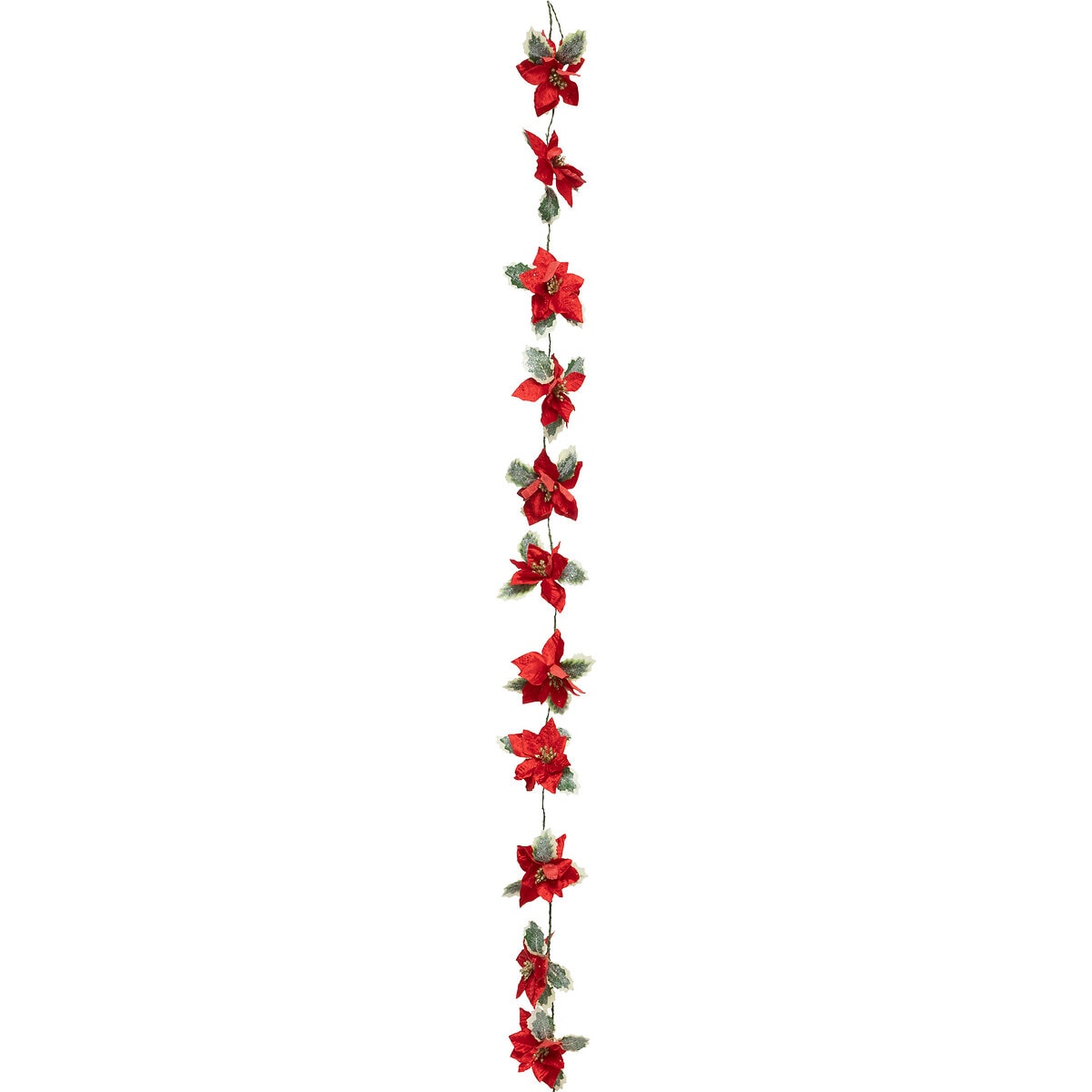 Girlanda w czerwone kwiaty świąteczne, 180 cm, poliester