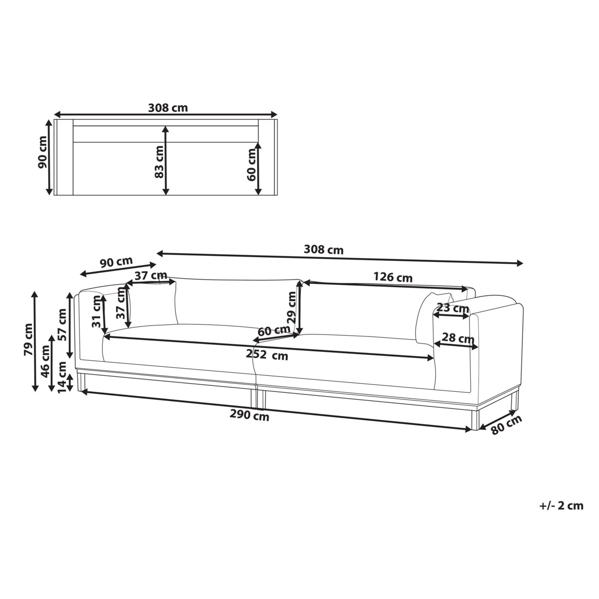 Sofa 4-osobowa boucle złamana biel VENG