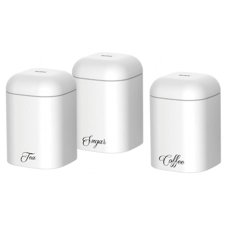 Zestaw metalowych pojemników kuchennych herbata kawa cukier biały KLAUSBERG