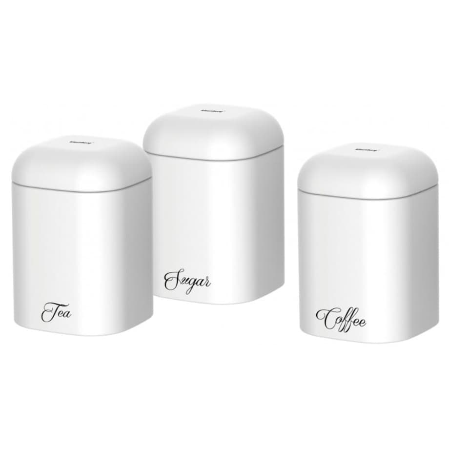 Zestaw metalowych pojemników kuchennych herbata kawa cukier biały KLAUSBERG