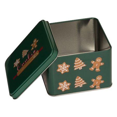 Puszka 3 szt. metalowa na ciastka świąteczne 18x18x8,5 cm POTERA zielona