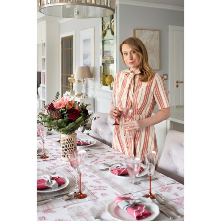 Bieżnik w klasyczną kratę Glen Check szaro-bordową – 50 × 220 cm