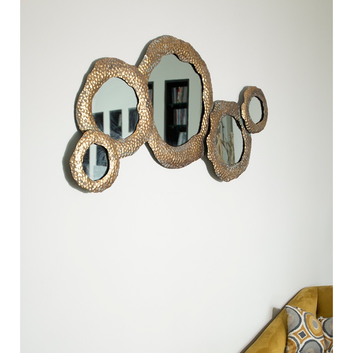 LUSTRO NAIV złote retro metalowe 114x60cm