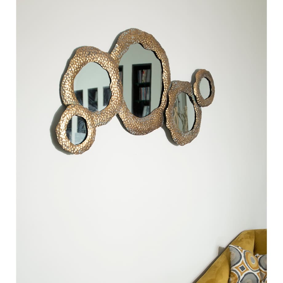LUSTRO NAIV złote retro metalowe 114x60cm