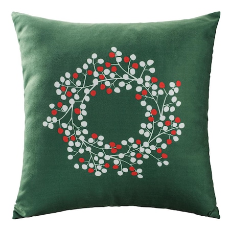 Poszewka dekoracyjna świąteczna 43x43 zielona, wianek