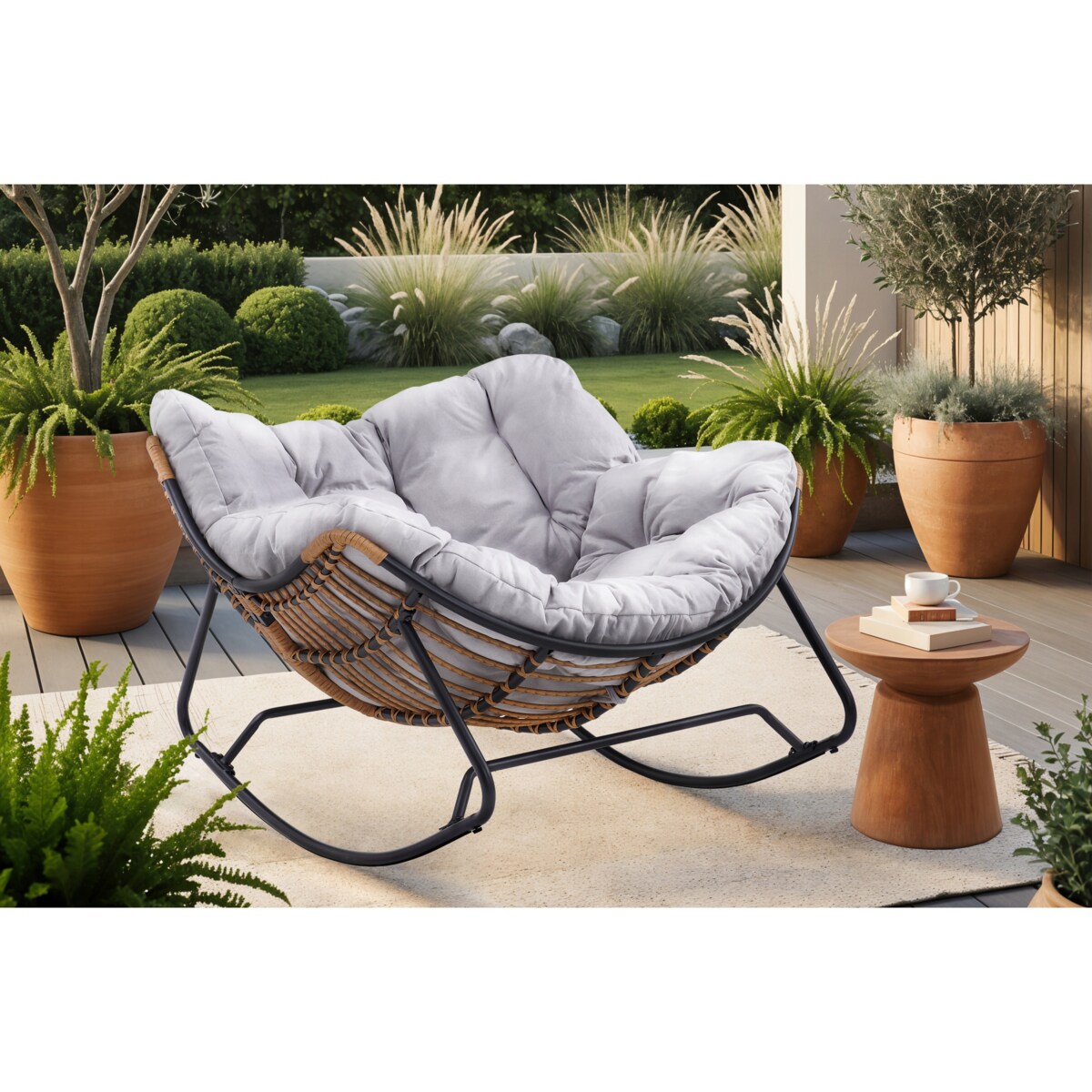 Fotel Leżak Ogrodowy Bujany Bujak Leżanka Do Salonu Na Taras ELTON Szary