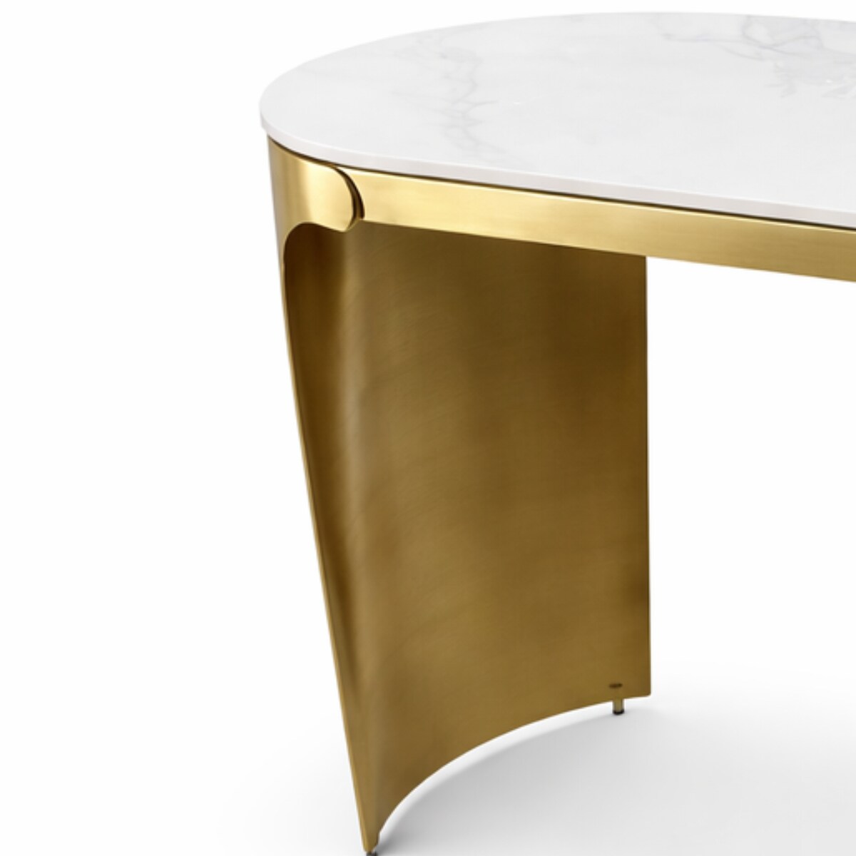 Biurko Matrix Premium – kaszmirowo złote biurko Glamour z kamiennym blatem