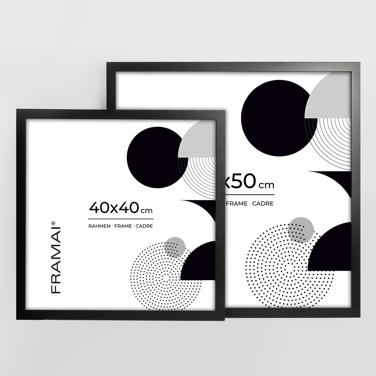 Ramka na zdjęcia 40x40 cm czarna rama MDF z plexi do powieszenia klasyczna kwadratowa ramka FRAMAI