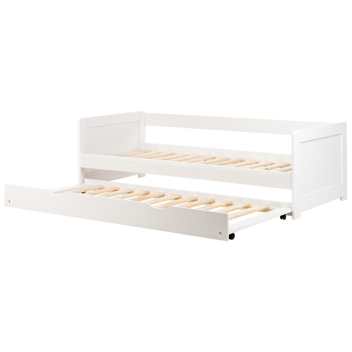 Łóżko wysuwane drewniane 90 x 200 cm białe GRAVELINES