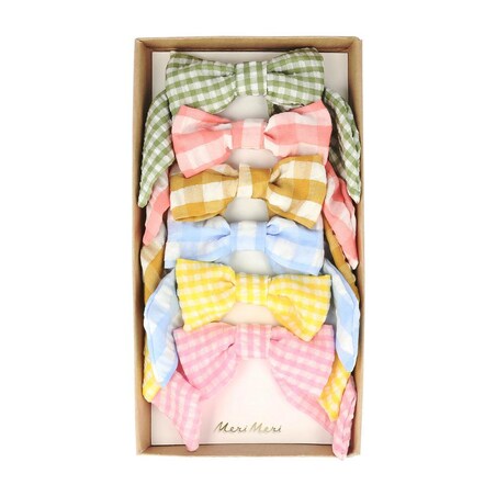 Meri Meri - Spinki do włosów, Kokardy w kratkę