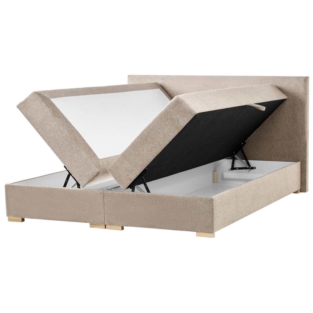 Łóżko kontynentalne z pojemnikiem MAJOR 180 x 200 cm Beżowoszary