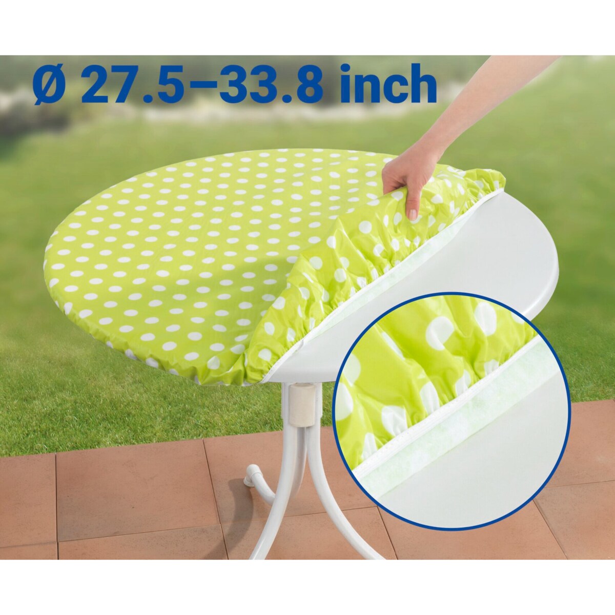 Cerata ogrodowa z gumką na okrągły stół, limonkowa, Ø 70-86 cm