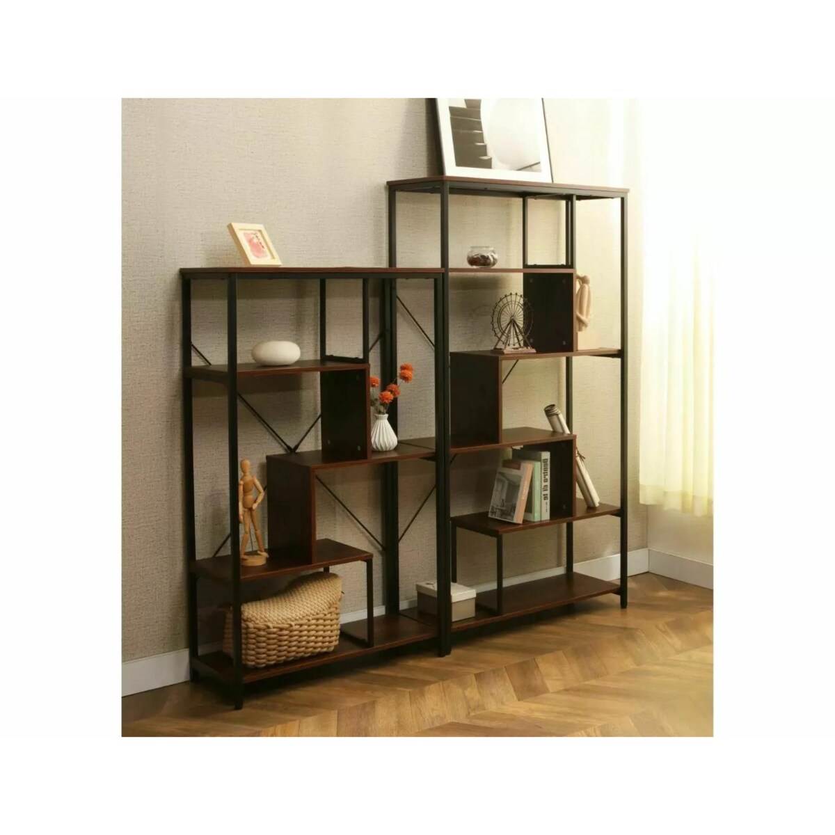 Regał na książki NET A ciemny orzech/czarny mat