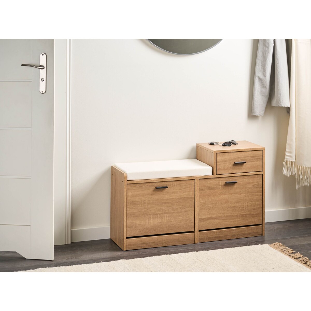 Szafka na buty z siedziskiem DUBBO Jasnobrązowy