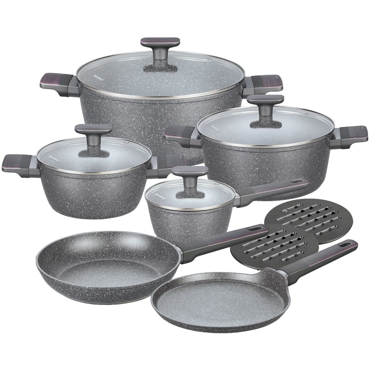 Komplet garnków z marmurkową powłoką nieprzywierającą 12-ele KLAUSBERG