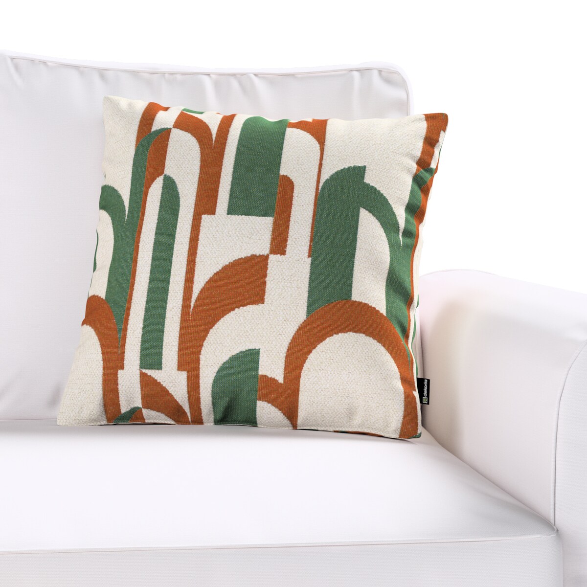 Poszewka Wera na poduszkę 45x45 zielono-czerwony wzory na kremowym tle