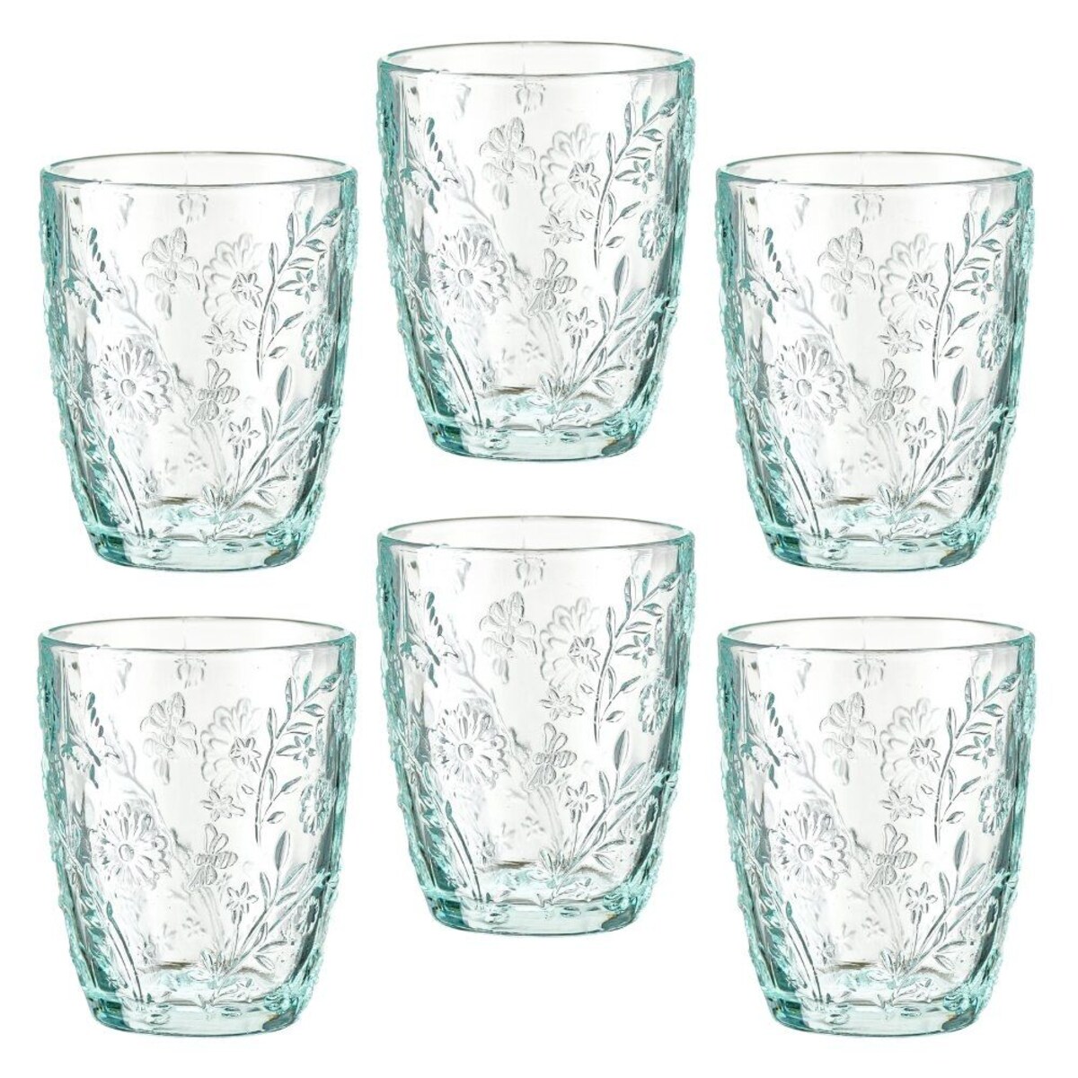 VILLA ITALIA Zestaw szklanek turkusowych 270 ml 6 sztuk MERIDA