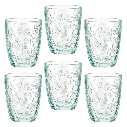 VILLA ITALIA Zestaw szklanek turkusowych 270 ml 6 sztuk MERIDA
