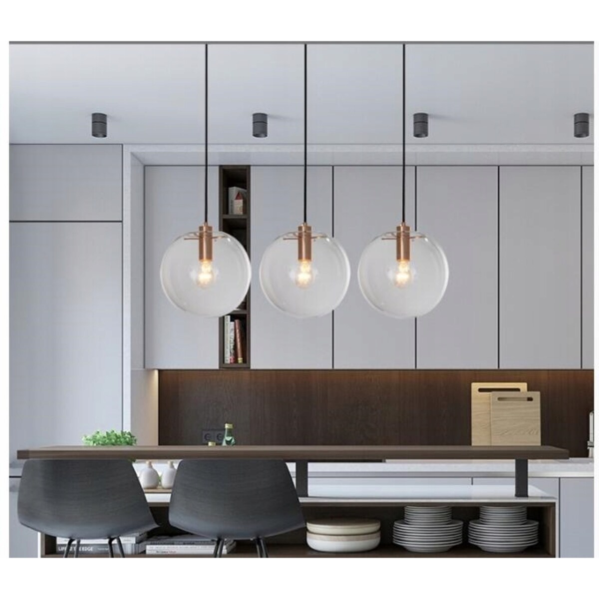 Lampa Wisząca Szklana Kula Rose Gold Lassi 15Cm