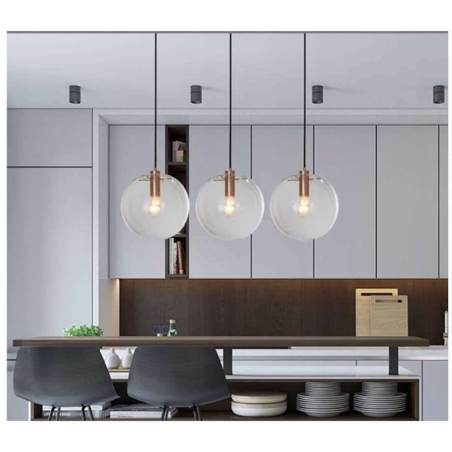 Lampa Wisząca Szklana Kula Rose Gold Lassi 15Cm