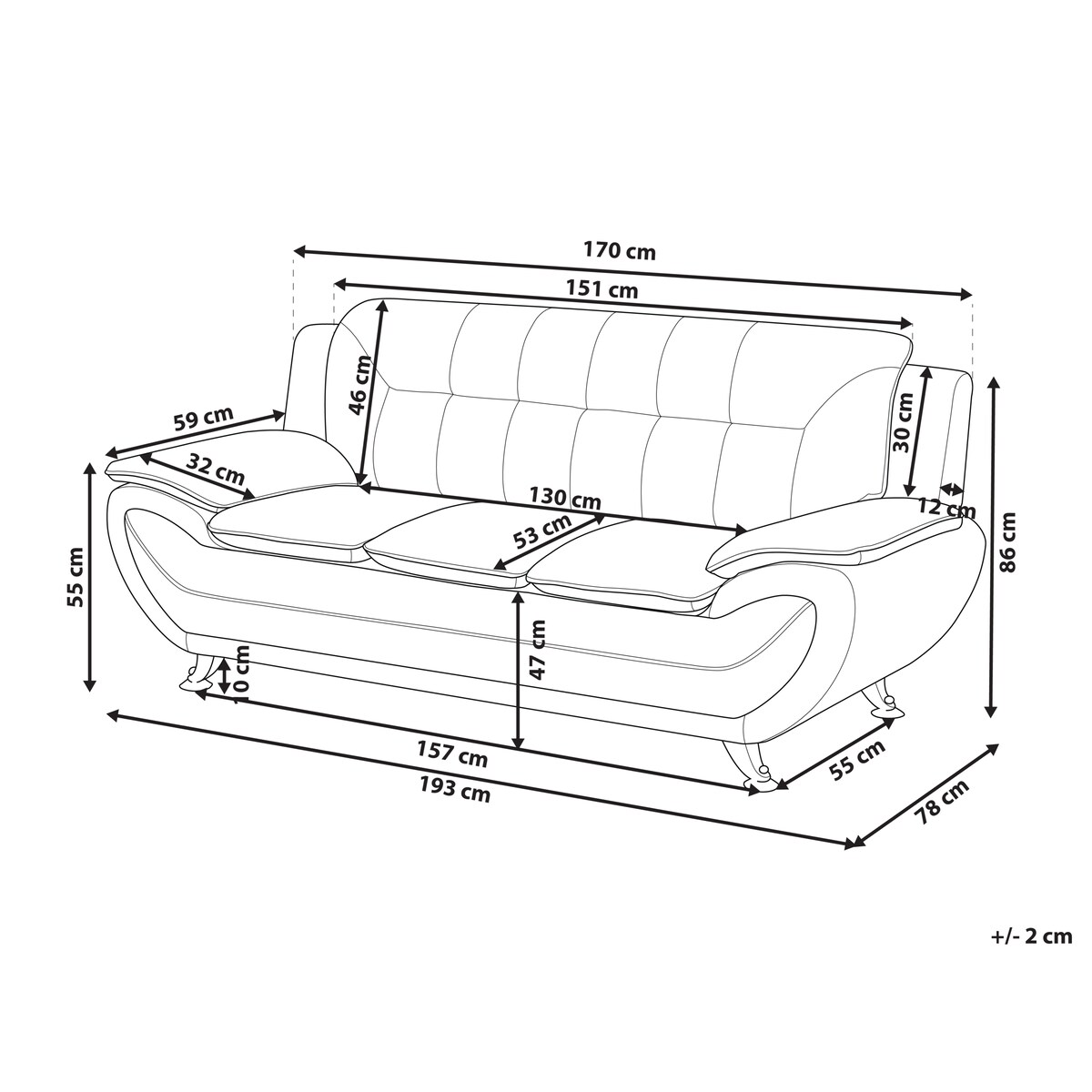 Sofa dla 3 osób LEIRA Ekoskóra Szary