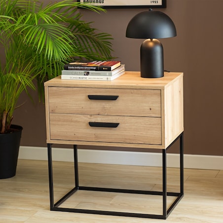 Konsimo RECTUS Zestaw stolików nocnych 2szt.w kolorze dębu artisan