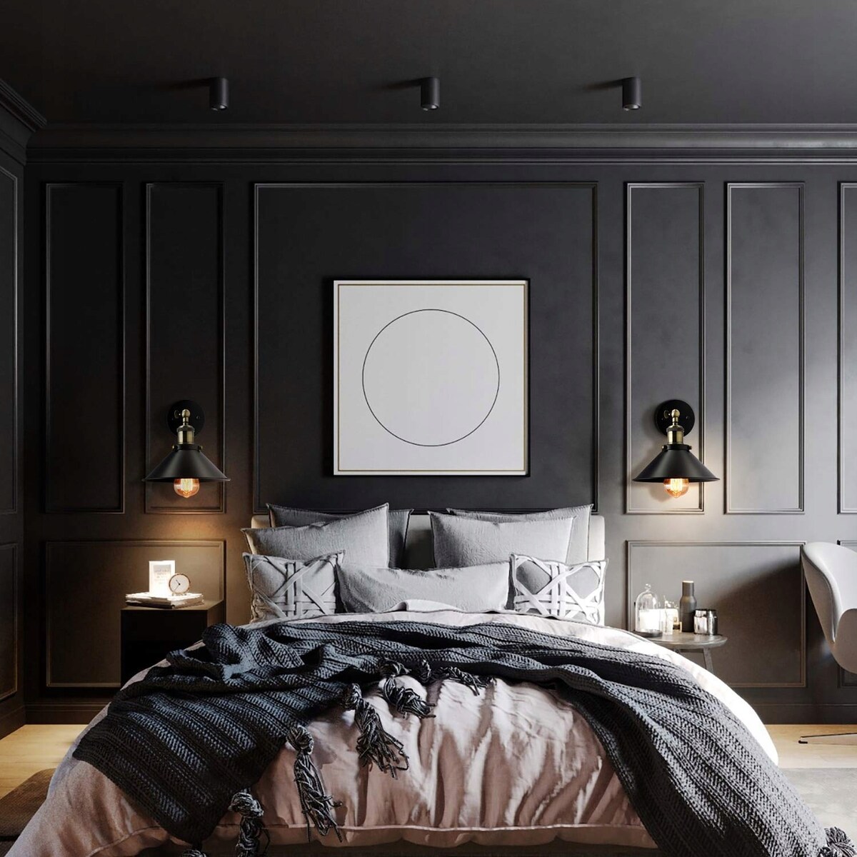 Lampa Ścienna Kinkiet Porto Loft Czarna Sufitowa