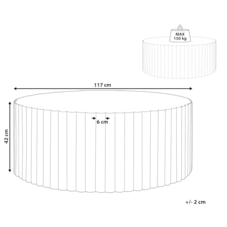 Stolik kawowy POZZA 117 cm 117 cm Biały