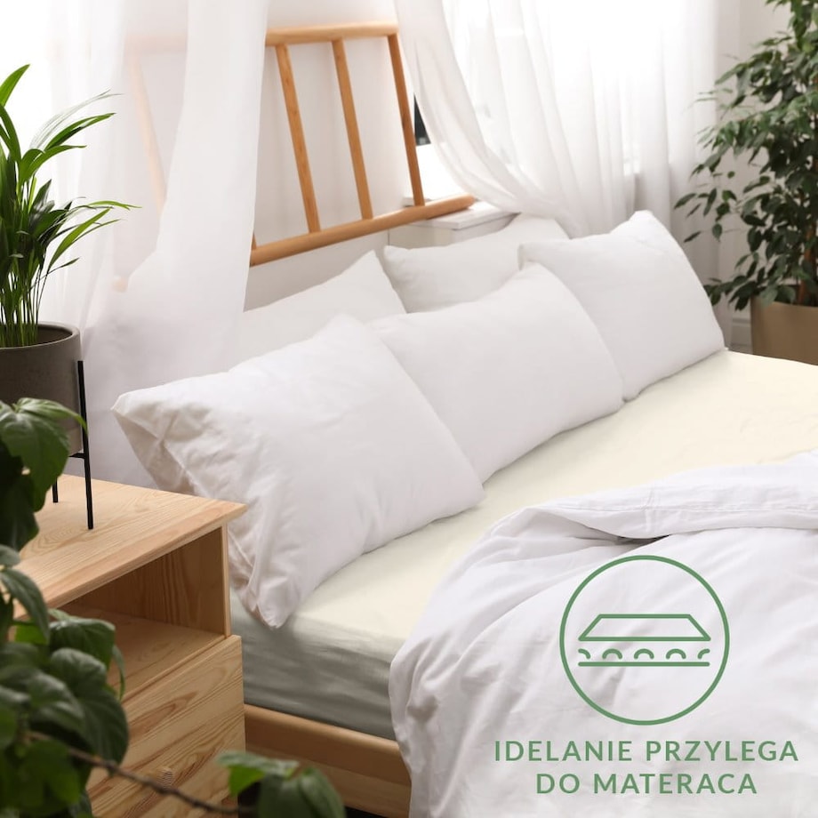 Prześcieradło z bawełny jersey z gumką 80x180 kolor Ecru