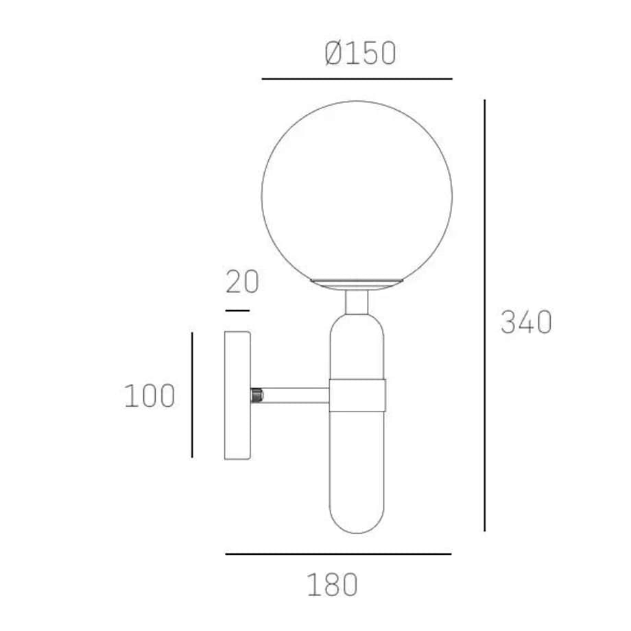 Loftowa LAMPA ścienna La Spezia W01350BK Cosmolight szklany kinkiet do sypialni kula ball czarna