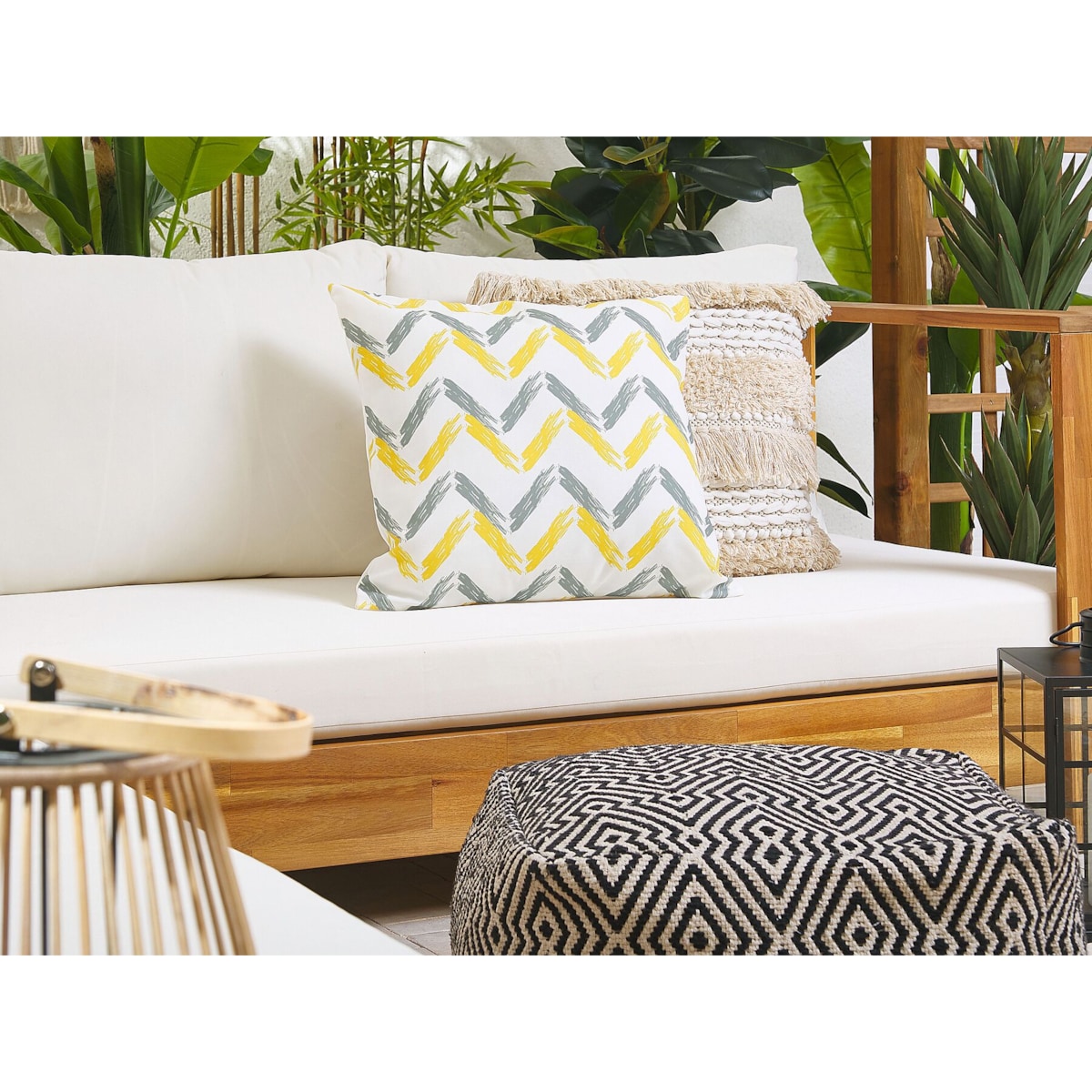 2 poduszki ogrodowe w zygzaki 45 x 45 cm wielokolorowe AFFILE