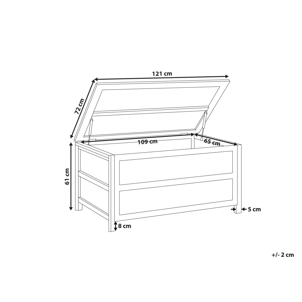 Skrzynia ogrodowa ACATE Beton 121 cm 72 cm Szary