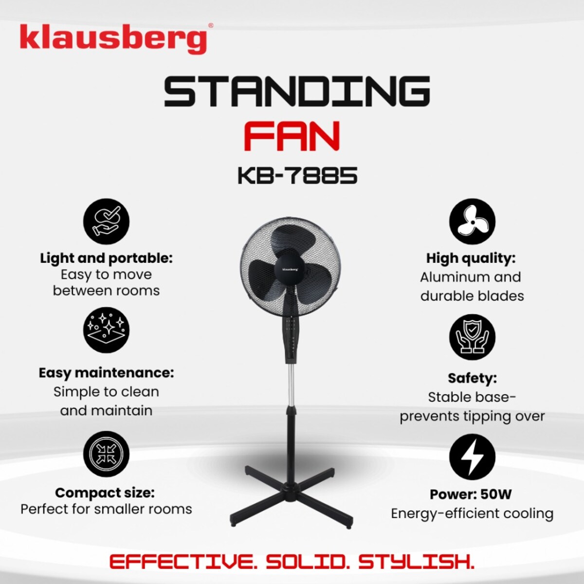 Wentylator podłogowy z pilotem i timerem 40cm 50W KLAUSBERG