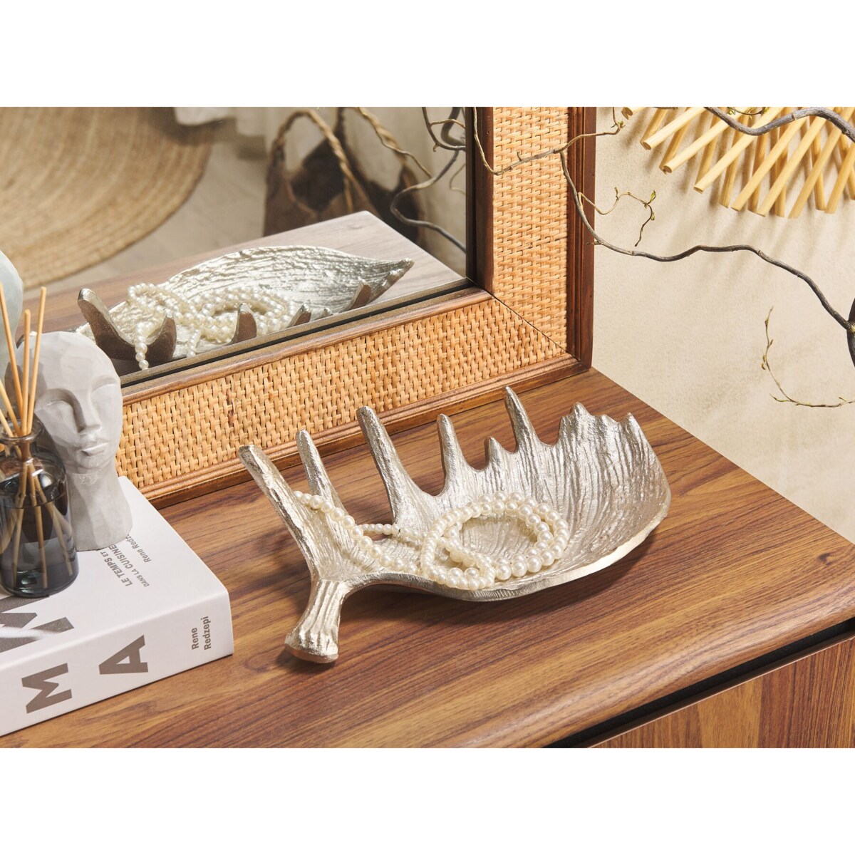 Patera dekoracyjna poroże srebrna CARTHAGE