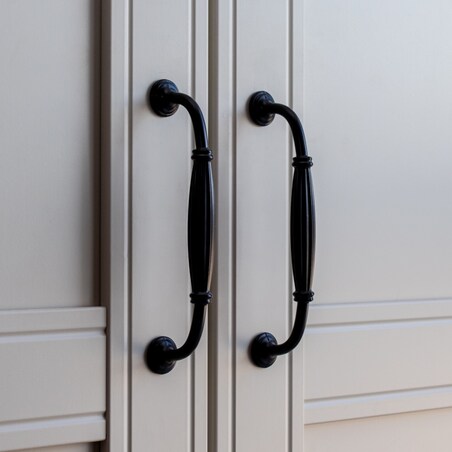 10x Uchwyt do mebli czarny zestaw uchwytów meblowych klasyczny 128 mm