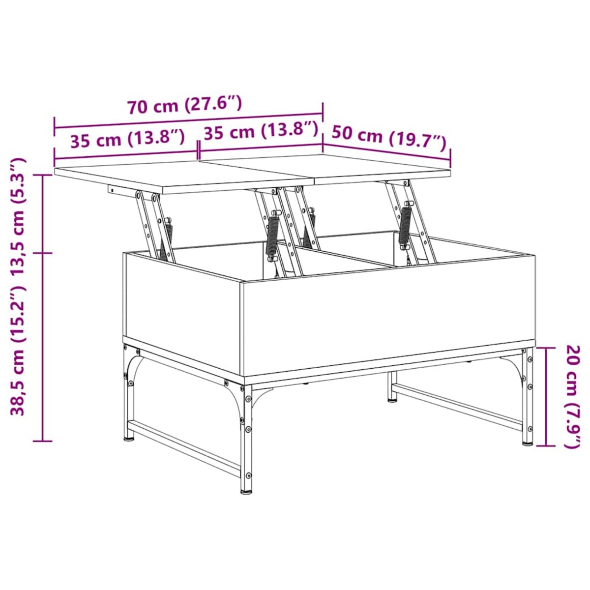 vidaXL Stolik kawowy, czarny, 70x50x40 cm